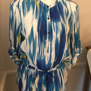 NWT GATHERED WAIST ROUND NECK BLOUSE